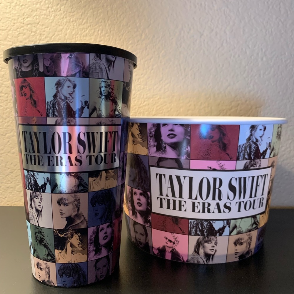 Taylor Swift Eras Tour popcorn bucket and cup set